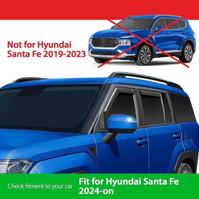 Goodyear Shatterproof in-Channel Window Deflectors for Hyundai Santa Fe 2024-2026, Rain Guards, Window Visors for Cars, Vent Deflector, Car Accessories, 4 pcs - GY008052