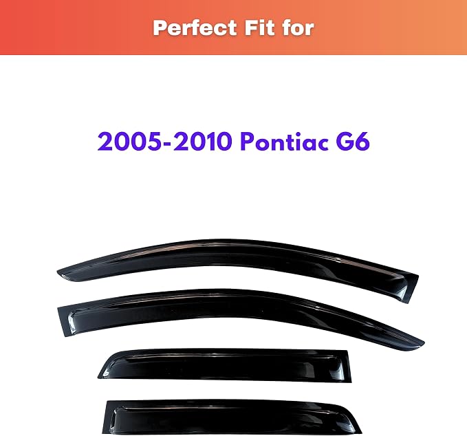 KPY Rain Guards Fit for 2005-2010 Pontiac G6, Out-Channel Window Visors Vent Wind Deflectors 4PC, Car Accessories for 05-10 Pontiac G6