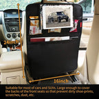Car Backseat Organizer Premium Quality Car Kick Mats with 10" Tablet Holder - Extra Large Pocket- Sturdy Top 2Pack
