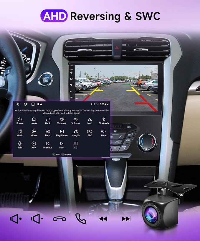 Android 15 Car Stereo Radio for Ford Fusion 2013-2019 for Ford Mondeo, 2G+64G Wireless Carplay Android Auto GPS Navigation WiFi 9 Inch Touch Screen Bluetooth FM/RDS +Backup Camera