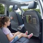 Car Seat Protector Large Kick Mat 2 Pack Durable Water Resistant Auto Seat Back Covers with 2 Mesh Pockets Protection Against Dust Mud Scratches (Dark Gray, 2-Pack)