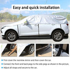 Half Car Cover Windshield Cover Car Body Cover for All Season Sunshade Cover Snow Cover Waterproof 210D Polyester with Cotton (Fit MPV/SUV)