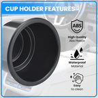 Black Sofa Cup Holder, Universal Plastic Recessed Cup Holder with Drain for RV Boats, Cars, Sofas and Golf Carts (2-Piece)