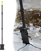 Metal Snow Shovel 58’’, Heavy Duty Ice Scraper for Driveway, Snow Ice Chopper Shoveling Tool with Thickened Blade, Ice Shovel for Sidewalk Ice Removal, Flat Shovel Floor Cleaning Scraper