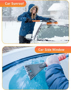 27" Aluminum Ice Scrapers for Car Windshield | Car Snow Scraper Window and Snow Brush with Ergonomic Foam Grip Winter Accessories (Orange)