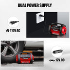 Tire Inflator Portable Air Compressor, 12V DC 110V AC Car Tire Pump, Air Mattress Pump with Inflation and Deflation Modes, Dual Powerful Motors, Digital Pressure Gauge
