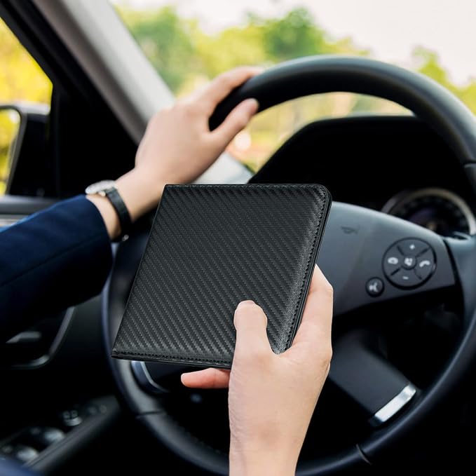 CoBak Car Registration and Insurance Holder - Small and Lightweight Vehicle Glove Box Car Organizer, Auto Truck Comparment Accessories Case for Essential Document, Driver License (Carbon Fiber Black)