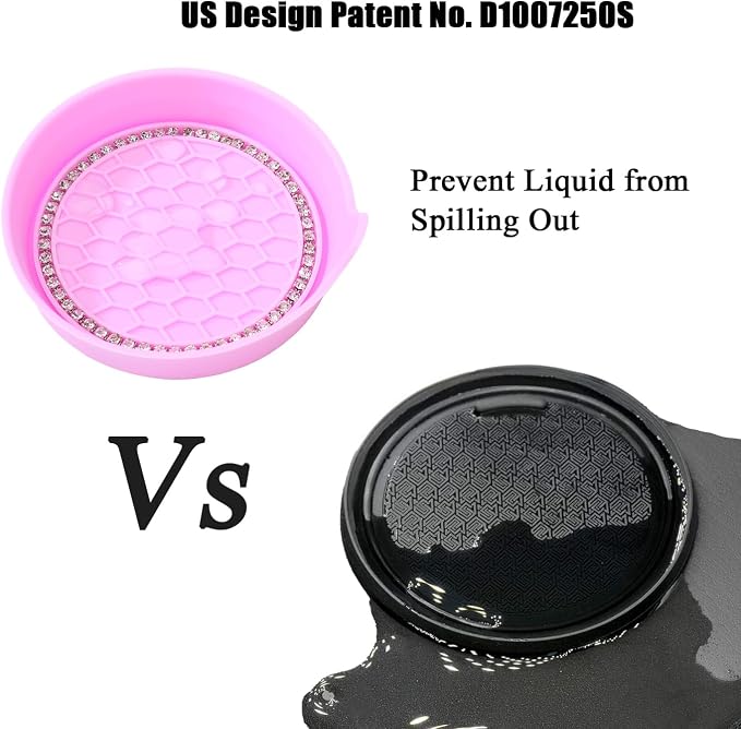 Car Cup Coaster Universal Non-Slip Cup Holders Bling Crystal Rhinestone Car Interior Accessories 4 Pack Pink