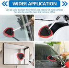 Car Windshield Cleaning Tool, Car Windshield Window Cleaner, Auto Window Glass Cleaning Kit with Extendable Handle & Reusable Microfiber Pad & Spray Bottle, Universal Car Accessories (Red)