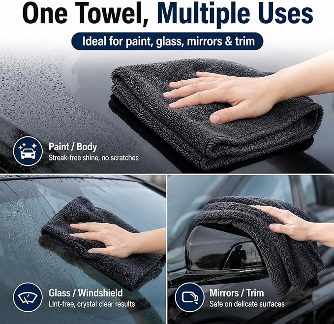 Twisted Loop Car Drying Towel, 28 x 36 in Extra Large Microfiber Auto Detailing Towel, Ultra Absorbent Lint-Free Scratch-Free Car Wash Towel for Paint, Glass, Mirrors & Trim