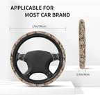 Burgundy Flowers Car Steering Wheel Cover for Women Men, Non-Slip Steering Wheel Protector, Universal 14"-15" Fit for Cars, SUVs, Trucks (Burgundy Flowers)
