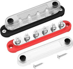 Marine Bus Bar 12V 6 x 1/4" (M6) Terminal Studs 12 Volt Bus Bar Power Distribution Block with Cover Max 300V AC 48V DC Positive & Negative Battery Terminal Block for Automotive Car Boat