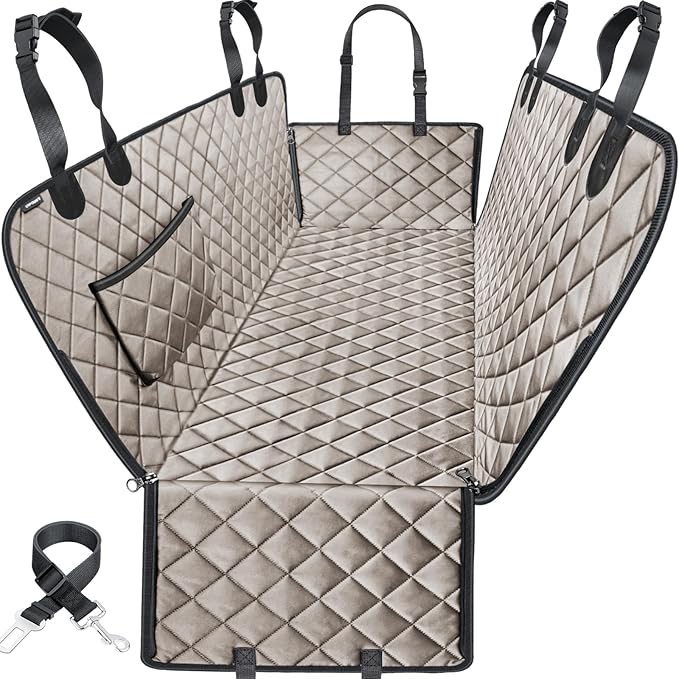 Dog Car Seat Cover for Pets 100% Waterproof Seat Cover Hammock 600D Heavy Duty Scratch Proof Nonslip Durable Soft Back Seat Covers for Full Size Trucks
