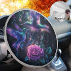 Hummingbird Rose Steering Wheel Cover Sun Shade 17 inch Anti-Heat Steering Wheel Sunshade,Block UV Rays Cool in Summer,Steering Wheel Accessories for Women,Universal for Cars SUV Truck Van
