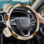 Cream Orange Western Steering Wheel Cover, Polyester Car Wheel Grip, Universal 15 Inch for Cars SUVs Trucks