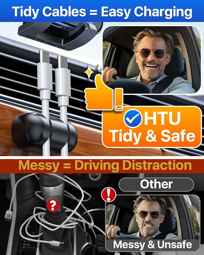 HTU [2026 Latest Upgrade Military-Grade Anti-Shake Car Phone Holder, 90+LBS Strong Suction Car Phone Mount, 360° Rotatable Mount for Dashboard Windshield Vent, for iPhone 17/16 Pro Max, Deep Gray