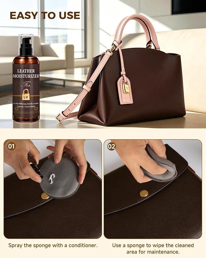 Leather Moisturizer Conditioner Kit for Louis Vuitton, Deep Nourishing Care for LV Bags, Prevent Dryness and Cracking, for Wallets, Purses and Other Luxury Bags