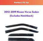 KPY Rain Guards Fit for 2012-2019 Nissan Versa Sedan, Out-Channel Window Visors Vent Wind Deflectors 4PC, Car Accessories for 12-19 Versa Sedan (Excludes Hatchback)