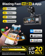 GKU 4K Dual Dash Cam Front and Rear, STARVIS 2 Sensor, 5.8GHz WiFi6 Up to 20MB/s, Voice Control, Dash Camera with GPS, WDR Night Vision, 24H Parking Mode, Loop Recording(No SD Card)