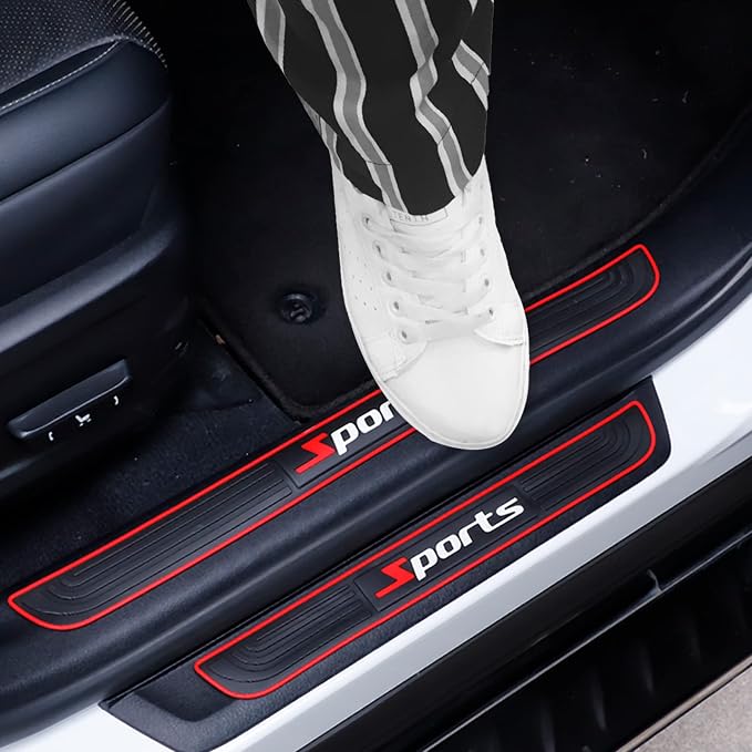 Car Door Threshold Protection, 4PCS Door Edge Step Dust Shield Cover, Door Width 23.6x1.96inch Car/SUV Universal Rubber Scratch Resistant Exterior Accessories (Sport)