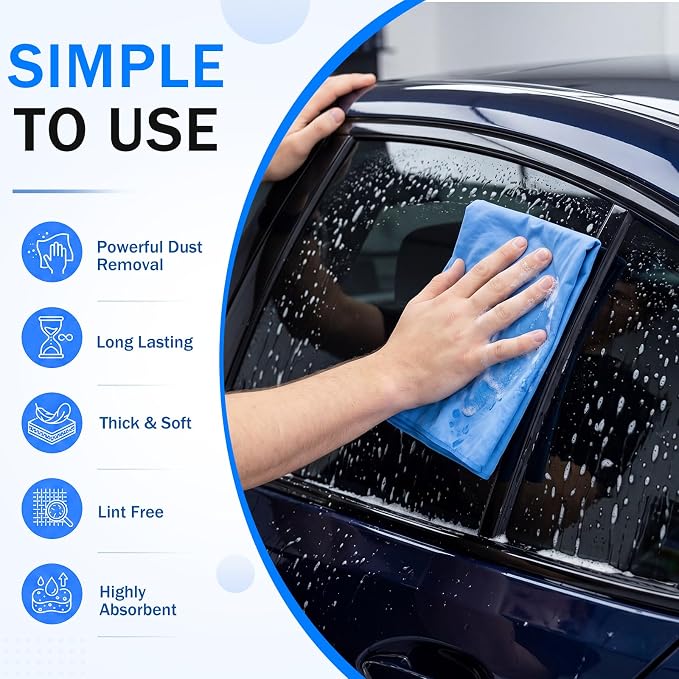 5 Pcs 25"x34" Premium Car Shammy Cloth Soft Super Absorbent Chamois Towel for Car Drying, Reusable Soft Cars Drying Towels (Bright Color)