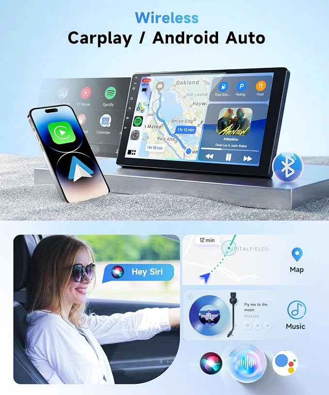 Android 15 4G+64G Radio for Toyota Sienna 2011-2014 Car Stereo with Wireless Carplay Android Auto,5Ghz WiFi,5.0 Bluetooth 32EQ,9inch IPS Touch Screen,FM/RDS GPS IP69K AHD Backup Camera