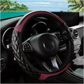 Car Steering Wheel Cover, 14.5-15inch Leather Anti-Slip Car Wheel Cover Protector, Safety Comfortable Desgin, Universal Auto Steering Wheels Accessories for Cars Truck SUV (Wine Red)