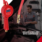 555e: Precision Digital Tire Inflator, Air Pressure Gauge, Grip-Head Air Chuck, 20" Hose, 1/4" Npt, W/Extreme ± 0.1& Accuracy, 10-120 Psi