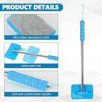 Car Windshield Cleaning Tool, Car Windshield Window Cleaner, Auto Glass Wiper Tool with Extendable Handle & Reusable Microfiber Pad, Universal Vehicle Cleaning Car Accessories (Sky Blue)