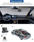 W6 Dash Cam 4 Channel Dash Cam 2K Front + 1080P Rear & Side 360° Coverage 8 IR Night Vision 5GHz WiFi & App G-Sensor Parking Monitor 64GB SD Card Included
