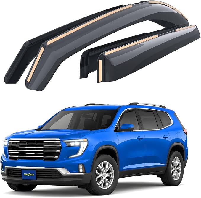 Goodyear Shatterproof in-Channel Window Deflectors for GMC Acadia 2024-2026, Rain Guards, Window Visors for Cars, Vent Deflector, Car Accessories, 4 pcs - GY008133