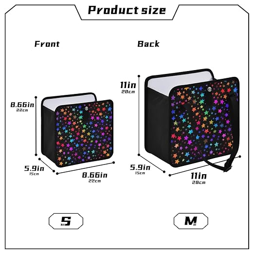Car Trash Can Organizer Bin with Adjustable Strap for Back Front Seat Console Waterproof Leakproof Collapsible Portable 8.66 Inch Vibrant Rainbow Stars