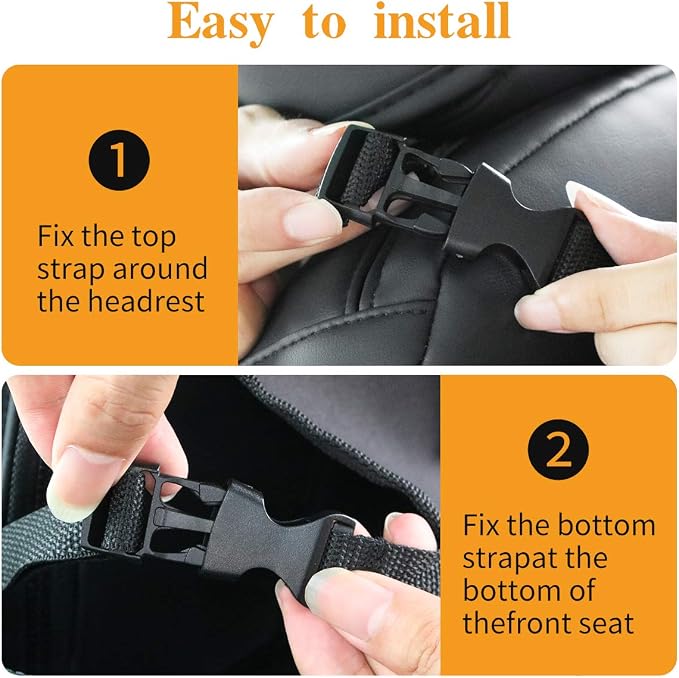 Car Backseat Organizer Premium Quality Car Kick Mats with 10" Tablet Holder - Extra Large Pocket- Sturdy Top 2Pack
