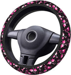 Pink Flamingos Elastic Steering Wheel Cover Non-Slip Breathable Steering Wheel Protector Fit Auto, Suvs, Truck