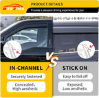 Extended Visor Rain Guards Compatible with 2015+ F150 2017+ Raptor F-250 F-350 F-450 F-550 Super Duty SuperCrew Front and Rear in-Channel Window Visors Wind Deflectors 4PCS Accessories
