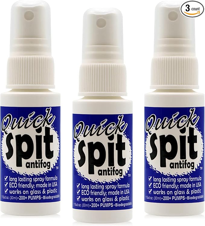 Jaws Quick Spit Anti-Fog Spray for Swim Goggles, Eye Glasses, Snorkel Mask, Scuba Divers, and Safety Eyewear, Made in the USA
