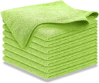Microfiber Cleaning Cloth Light Green - 8 Pcs 12.5"x12.5" - High Performance - 1200 Washes, Ultra Absorbent Towels Weave Grime & Liquid for Streak-Free Mirror Shine - Car Washing Cloth