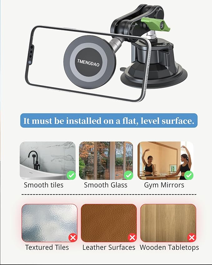 Magnetic Car Phone Holder, Ultra Stable Windshield Phone Mount, Strong Suction Cup & Powerful Magnetic, 360° Rotatable, Durable Premium Aluminum Alloy, for All Vehicles & All Smartphones