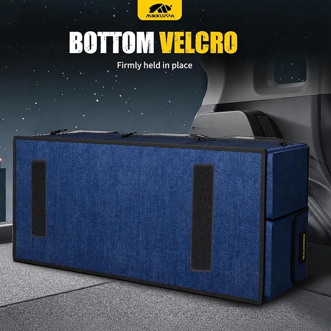 Car Trunk Organizer - 95L Collapsible Trunk Organizer with Lid, Sturdy Car Storage for SUV Auto Truck Van with Adjustable Straps and Non Slip Bottom (Blue, XX-Large)