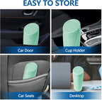 Mini Car Trash Can with Lid, Portable Garbage Can for Car, Leakproof Cup Holder Automotive Garbage Bin with 2 Rolls of Trash Bags, Small Trash Storage Can for Car Home Office(Light Green)