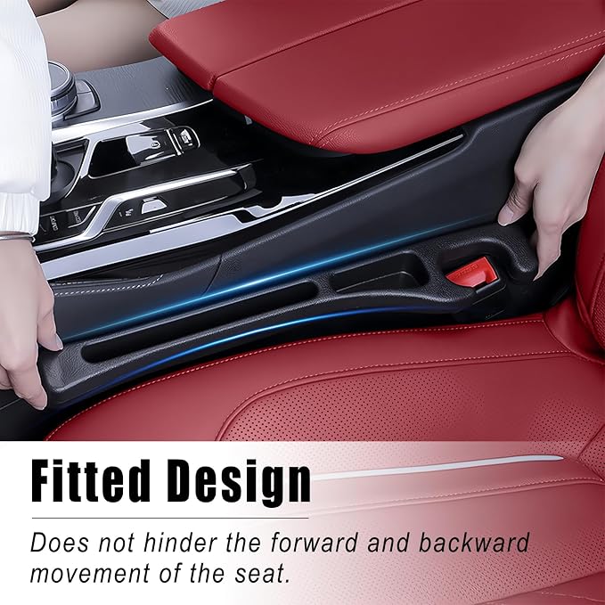 Car Seat Gap Filler 2 Pack, Universal Car Seat Gap Filler Organizer Anti-Drop with Storage, for Auto SUV Truck Interior Accessories, Black