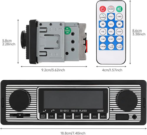 12V Bluetooth Car Radio MP3 Player Vehicle Stereo Audio Support FM/USB/SD/AUX with Remote Control