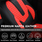 Coverado Car Seat Covers Front Seats, Luxury Faux Leather Seat Covers for Cars Waterproof Seat Covers with Lumbar Support, Car Seat Protector Universal Fit for Most Cars SUV Truck(Red&Black)