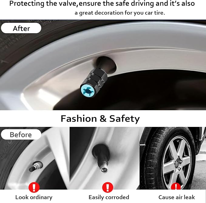4Pack Turtle Tire Valve Caps Universal Tire Air Cap Valves Stem Covers | Aluminum Alloy Rust-Proof Valve Stem Caps, for Auto SUV Truck Motorcycle Bicycle, Turtle Gifts Decor for Women Men Drivers