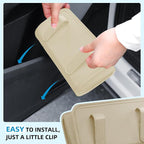 Car Trash Can, Beige Universal Leather Foldable Leakproof Garbage Bins Organizer Holder with One Roll Trash Bag, Car Seat Back Storage Box for Most Vehicles