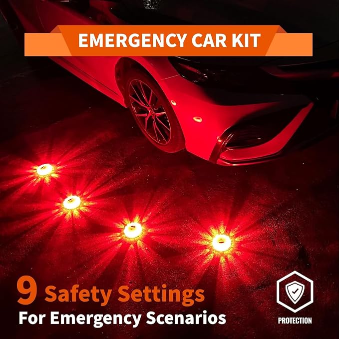 12Pack LED Emergency Road Flares Type-C Rechargeable Magnetic Safety Warning Lights
