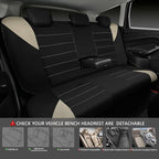 Waterproof Car Seat Covers Full Sets, Universal Fit Seat Covers for Cars, EVA Neoprene Seat Cover Set Full Sets, Interior Covers for Auto SUV,Vans,sedans, Trucks,(Black and Beige)