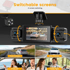 Dash Cam 3 Inch 1080P 4 Channel Dash Camera for Cars with Driving Loop Recording, Exposure Compensation, Motion Detection, Reverse Help, 360 Degree Protection
