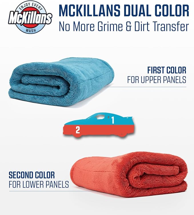 Extra Large Dual-Color Car Drying Towel XL - Edgeless & Ultra Soft & Absorbent - 36" x 28" - 1200 GSM Twisted Loop Microfiber Towel for Cars - Drying Towel Car Detailing - Car Wash Towels