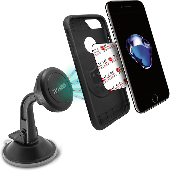 Car Phone Mount Magnetic-Dashboard Mounted Car Phone Holder-Universal Smartphone Compatibility with Strong Magnetic Technology (Black), Portable Electronic Device Mount